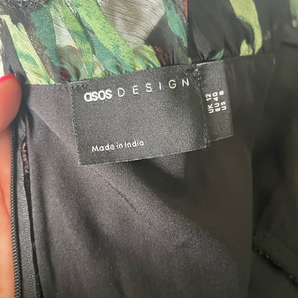 ASOS Strapless Black Floral Chiffon Mini Floral Dress - Picture 7 of 10